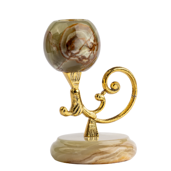 Picture of Marble Candle Holder with Metal Base – A Harmony of Natural Stone & Artistic Metalwork