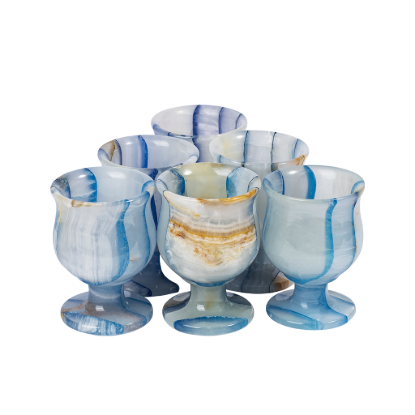 Picture of Royal Blue Marble Goblet Set – A Fusion of Natural Luxury and Timeless Elegance