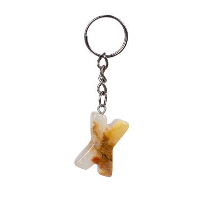 Picture of Royal Marble Stone Letter X Keychain – Modern Personalized Elegance in Natural Stone