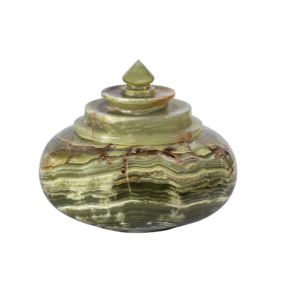 Picture of Royal Green Onyx Stone Decorative Container – Handcrafted Luxury Marble Art with Removable Lid