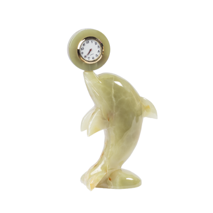 Picture of Luxury Dolphin Onyx Stone Table Clock – Handcrafted Decorative Marble Art Piece