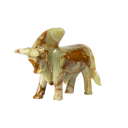 Picture of Handcrafted Green Onyx Stone Bull Figurine – Luxury Natural Marble Animal Sculpture