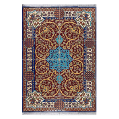 Picture of Persian Carpet Design Ceramic Tile Panel – Handcrafted Luxury Architectural Installation for Hotels and Public Spaces