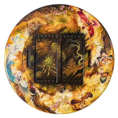 Picture of Persian Miniature Hand-Painted Backgammon Table – Luxury Art Furniture with Mythological Nature Scene