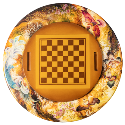 Picture of Persian Miniature Hand-Painted Chess Table – Luxury Art Furniture with Mythological Nature Scene